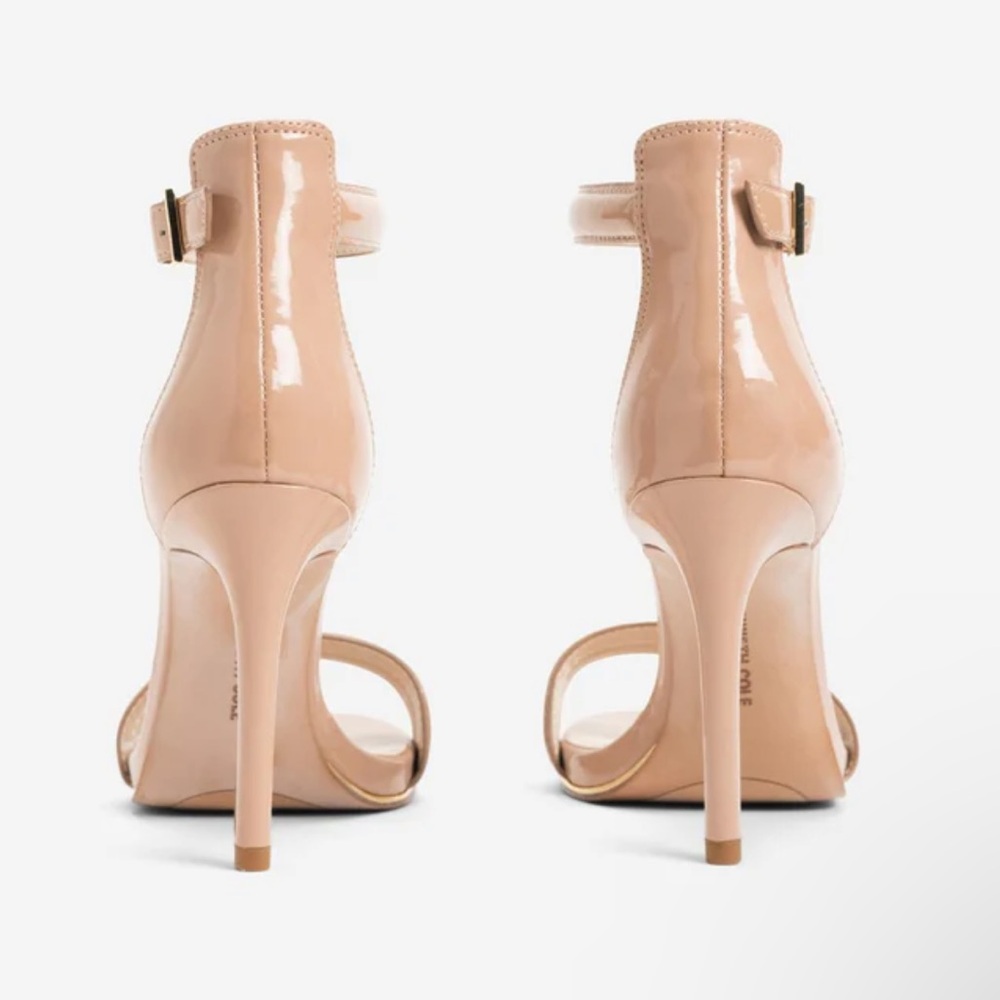 NWT Kenneth Cole Brooke Nude Beige Wet Leather Ankle-Strap High Heel Sandals, 6 - Picture 3 of 5